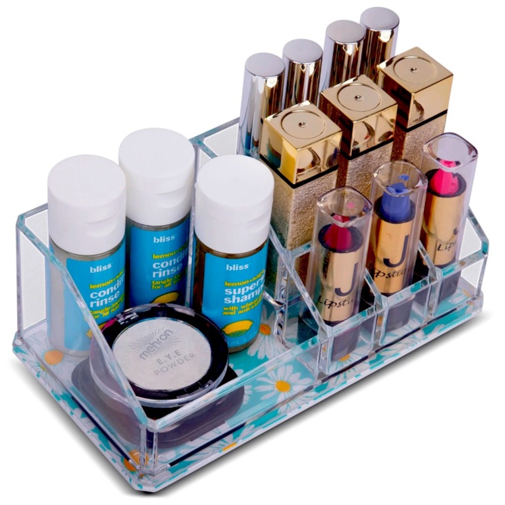 NWT Sorbus Mini Cosmetic Organizer With 9 Slots- Daisy Print